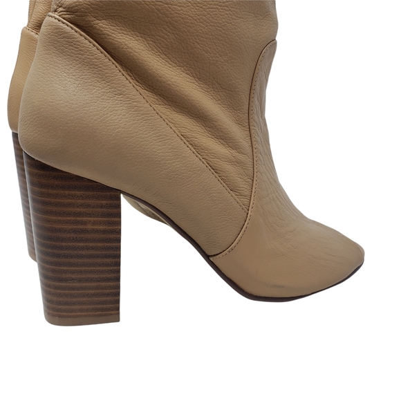 Chinese Laundry Tan Leather Heeled Booties Size 9 Peep Toe Slip On *NEW* - Picture 6 of 10